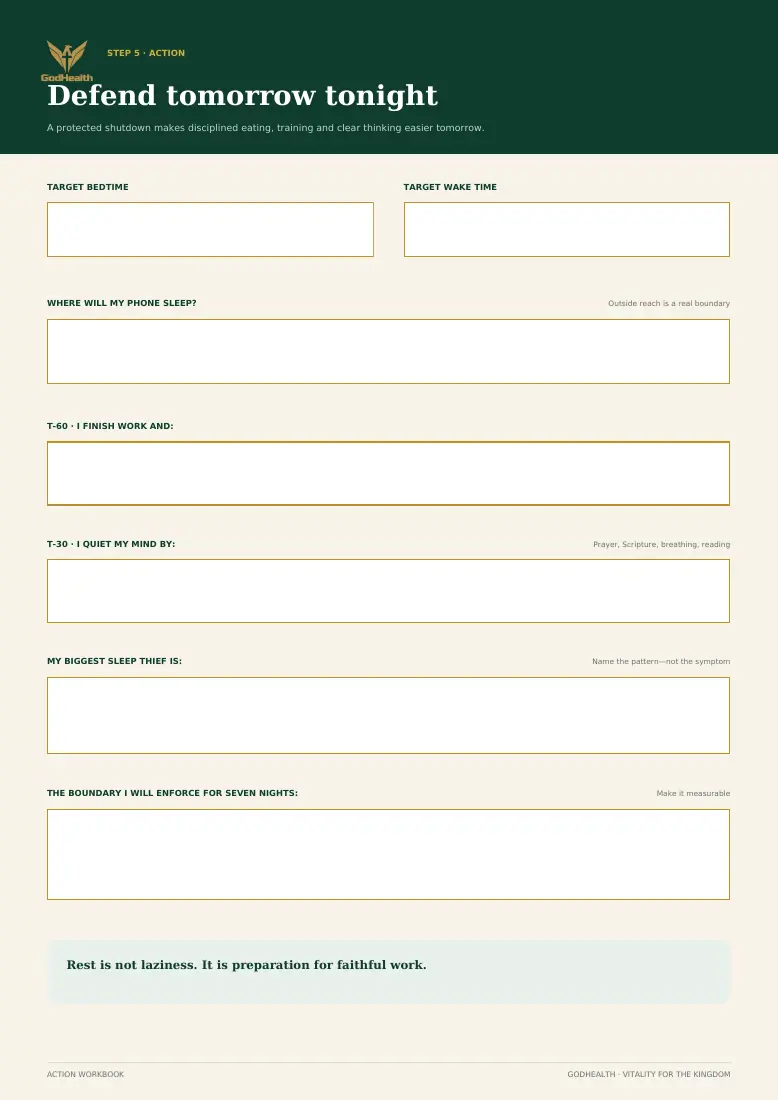 A fillable sleep and daily rhythm worksheet from inside the Blueprint